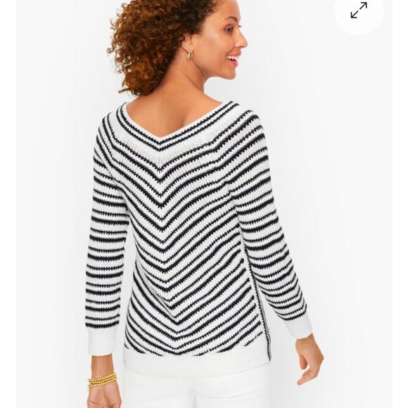 Talbots Chevron Striped V Neck Sweater NWT XL - Picture 6 of 7